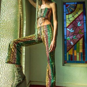 Dolls Kill Neon Venom Snakeskin Pants XS